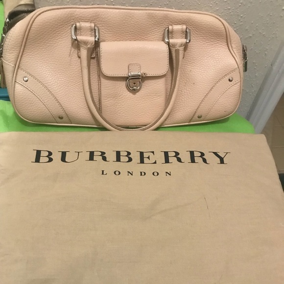 Burberry Bags Burberry Pebbled Leather Purse With Double Straps In